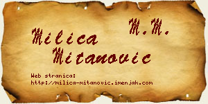 Milica Mitanović vizit kartica